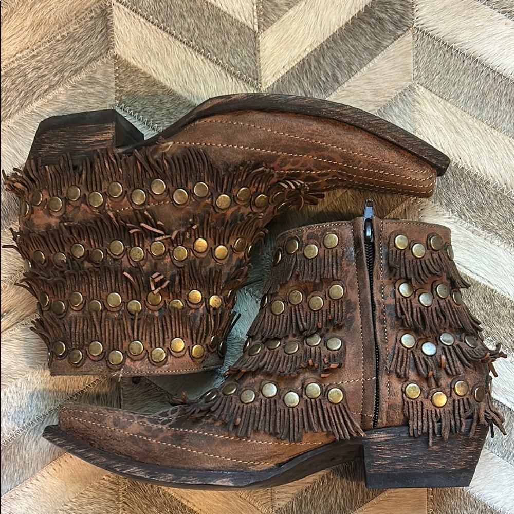 NWT Old Gringo “Medusa” Studded Fringe Ankle Boots - Picture 2 of 6